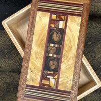 FULL: Curly Cherry with 140-piece Mosaic framed in Sapele